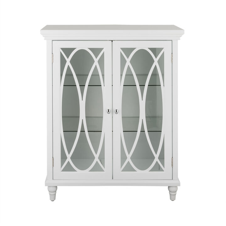 Teamson Home 32" H Florence Double Door Floor Cabinet with 2 Adjustable Tempered Glass Shelves