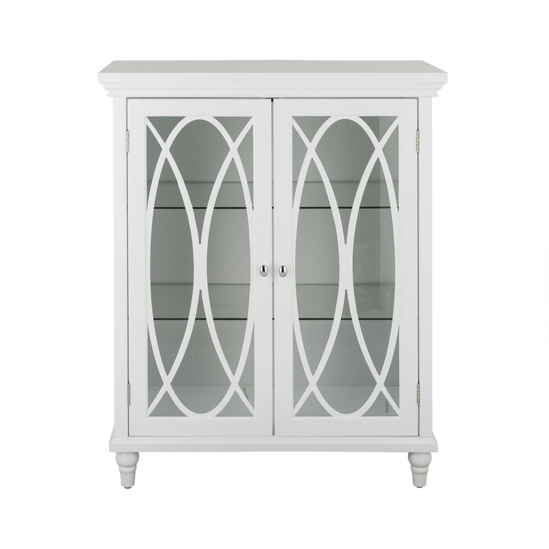 Teamson Home 32" H Florence Double Door Floor Cabinet with 2 Adjustable Tempered Glass Shelves