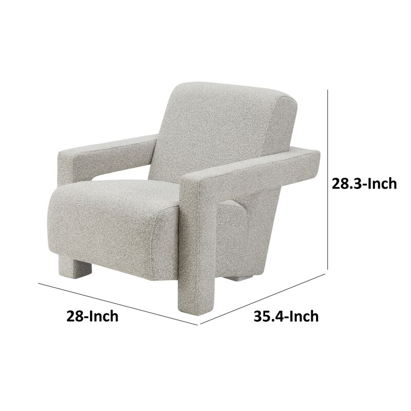 Cid Lily 28 Inch Accent Chair, Light Gray Polyester, Foam Cushions, Wood - Benzara