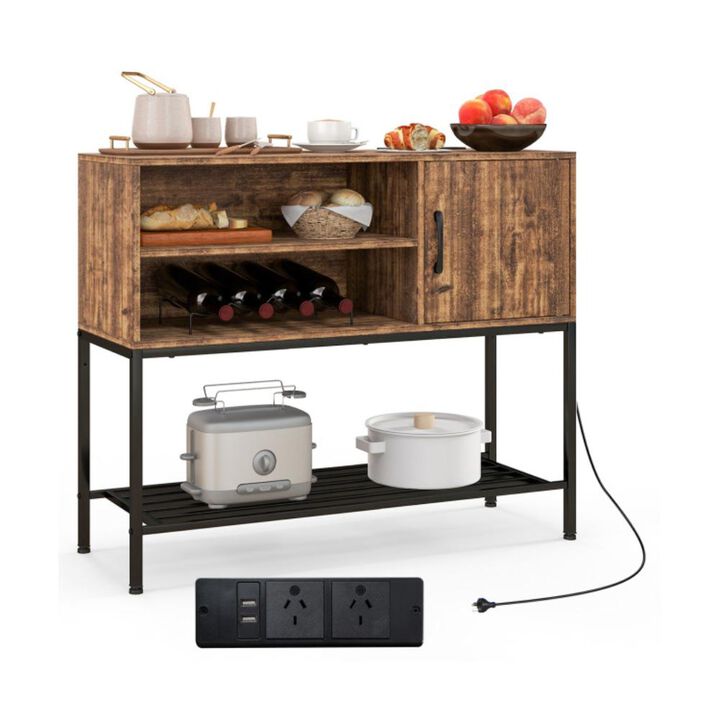Hivvago Buffet Sideboard Coffee Bar Cabinet with Power Outlets and USB Ports