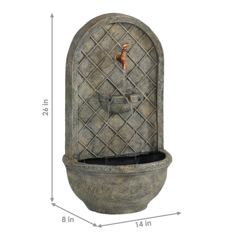 Sunnydaze Messina Polystone Outdoor Wall Fountain