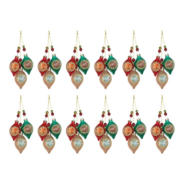 Triple Reflector Christmas Ornament for Holiday Tree Decoration (Set of 12)