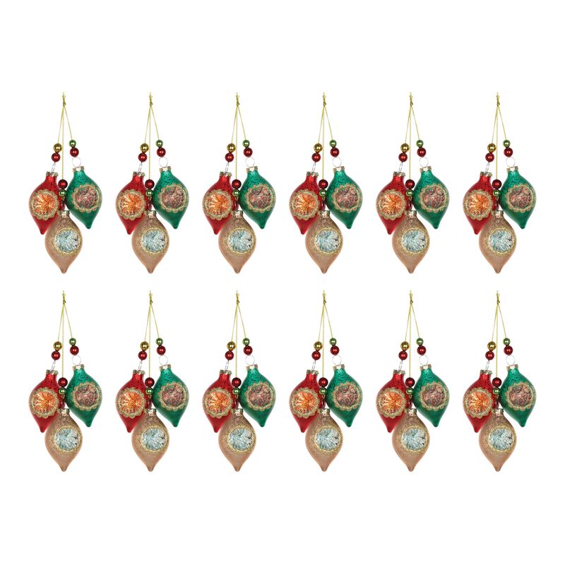 Triple Reflector Christmas Ornament for Holiday Tree Decoration (Set of 12)
