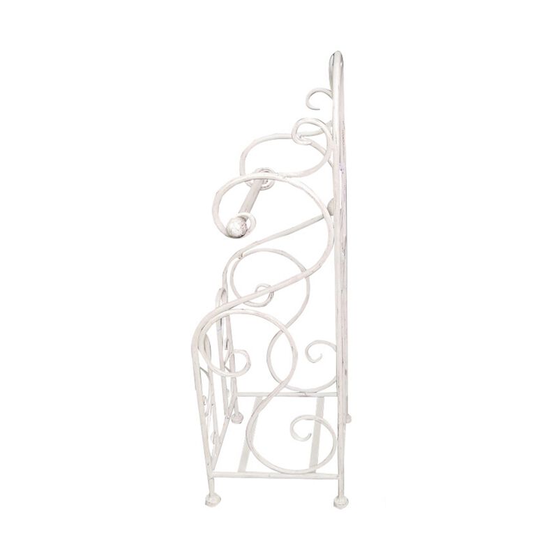 Benzara Classic Free standing Metal Toilet Paper Holder, Off White-Benzara