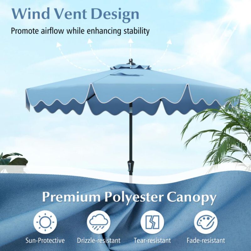 Hivvago 9 Feet Patio Umbrella with Crank Handle and Push Button Tilt
