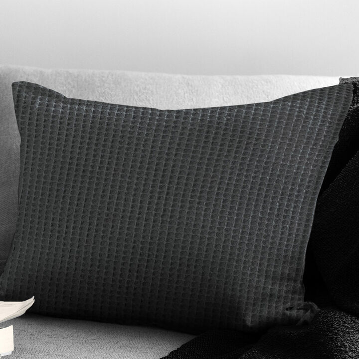 6ix Tailors Fine Linens Classic Waffle Gray Decorative Throw Pillows