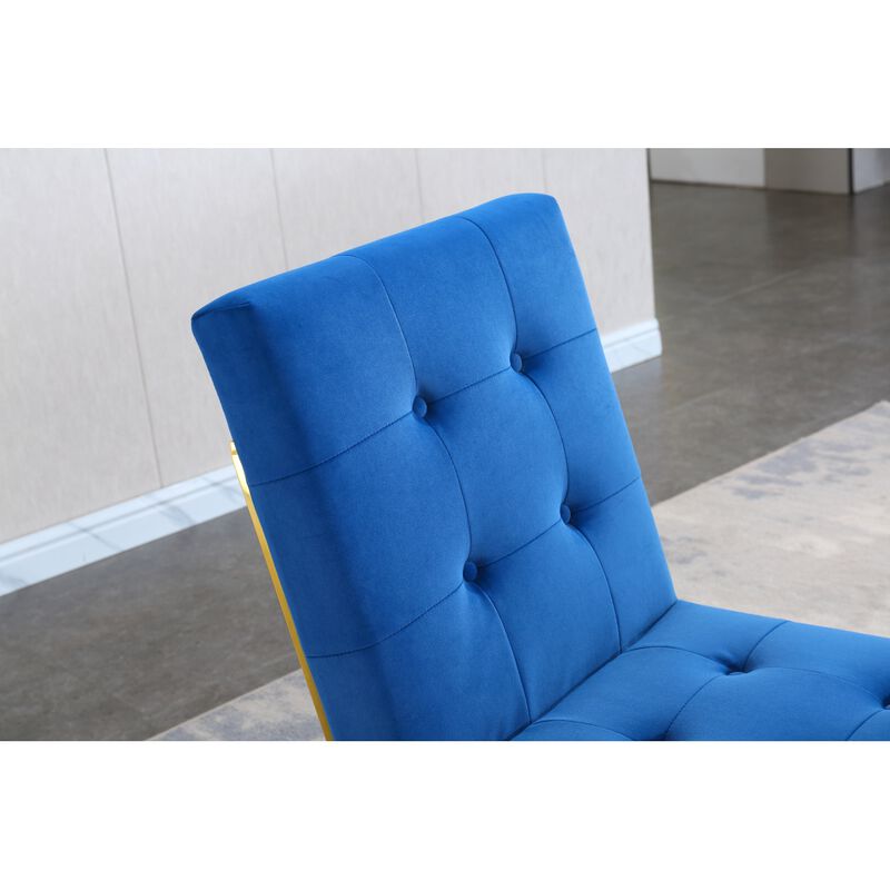 Modern Velvet Dining Chair Set Of 2, Tufted Design And Gold Finish Stainless Base