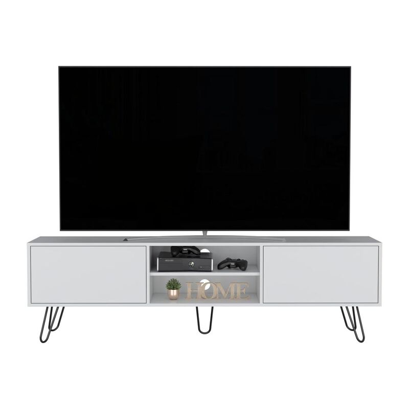 Waco TV Rack, Hairpin Stand with Spacious Storage and Cable Management Holes