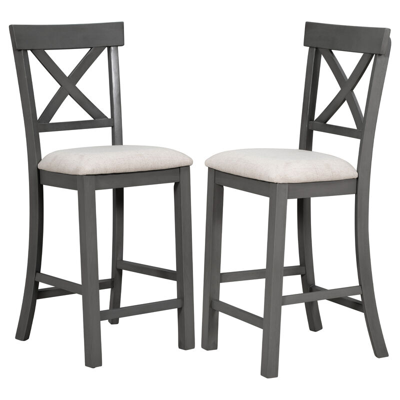 Merax 6-Piece Counter Height Dining Table with Chairs  and Bench Set