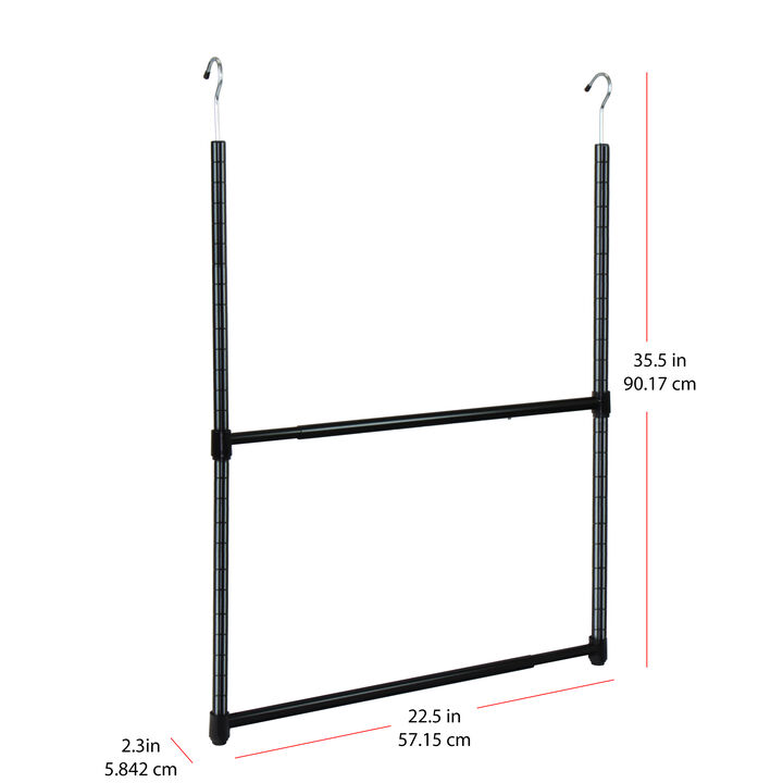 Oceanstar 2-Tier Portable Adjustable Closet Hanger Rod, Black