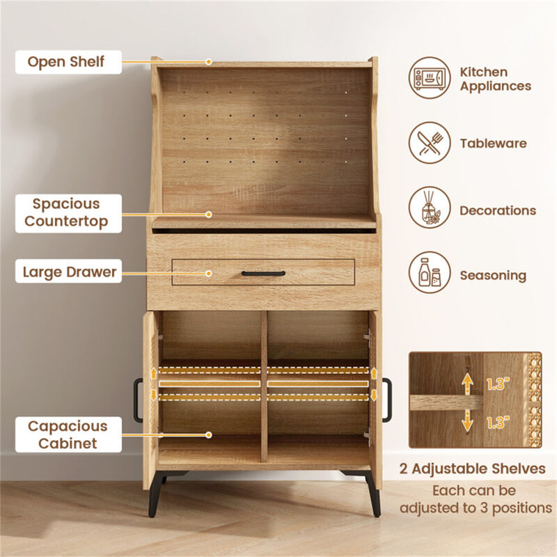 Coffee Bar Cabinet Storage Sideboard for Kitchen & Dining Room Organization
