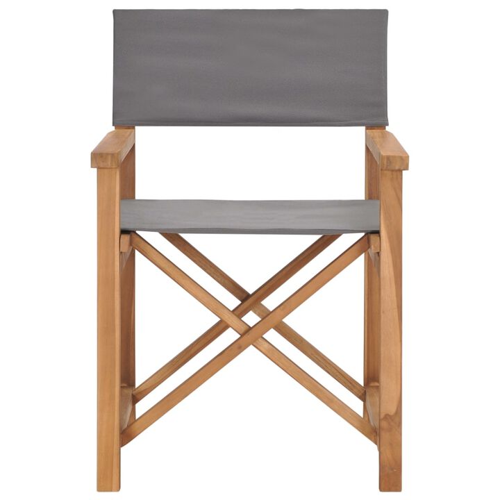 vidaXL Director's Chair Solid Teak Wood Gray