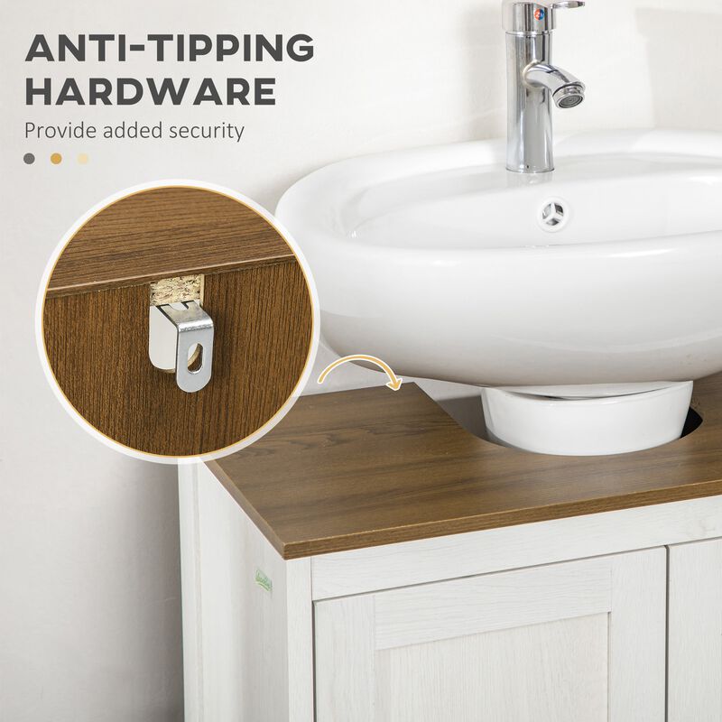 Antique White Sink Cabinet: Modern Bathroom Floor Standing Storage with Adjustable Shelf