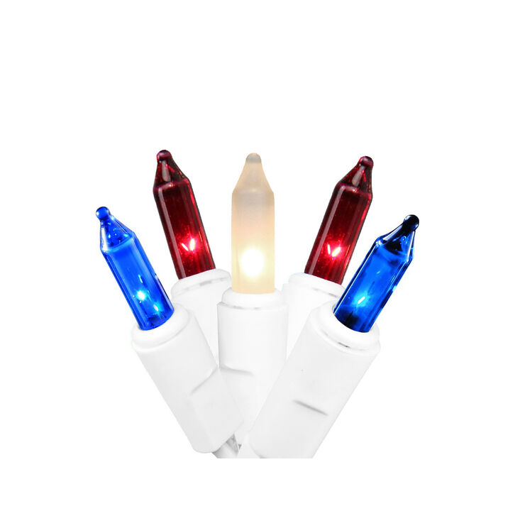 100-Count Red and Blue 4th of July Mini Swag Light Set  6ft White Wire