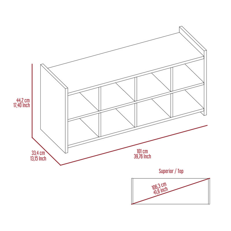 Entryway Storage Unit, Eight Shoe Capacity - Espresso Mahogany