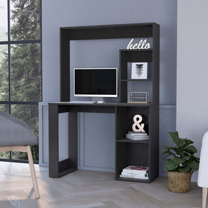 Palisades Computer Desk With Hutch And Storage Shelves Black