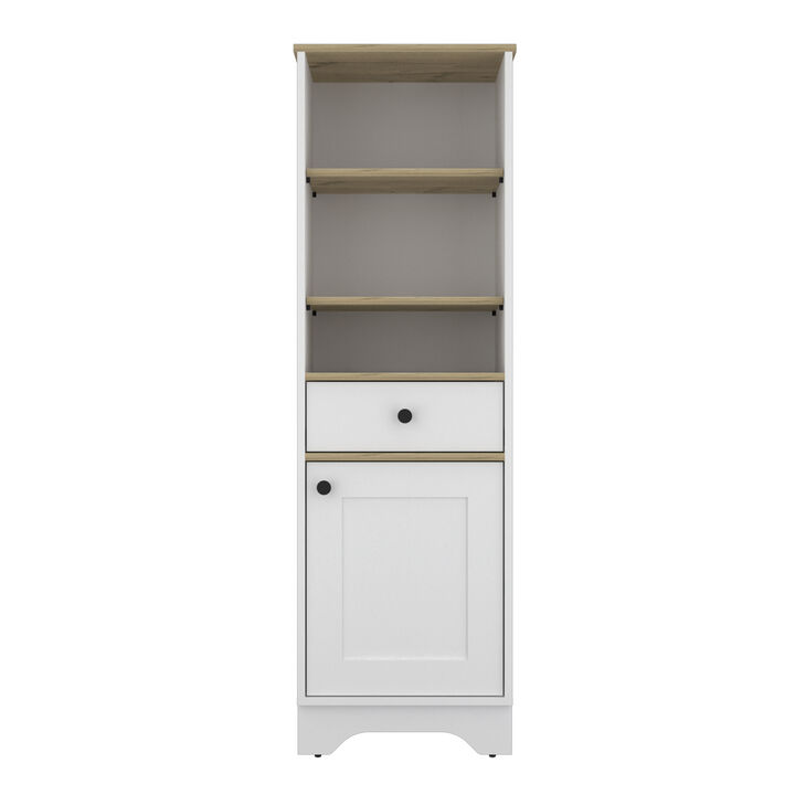 Linen Cabinet Burnedt, Bathroom, Light Oak / White