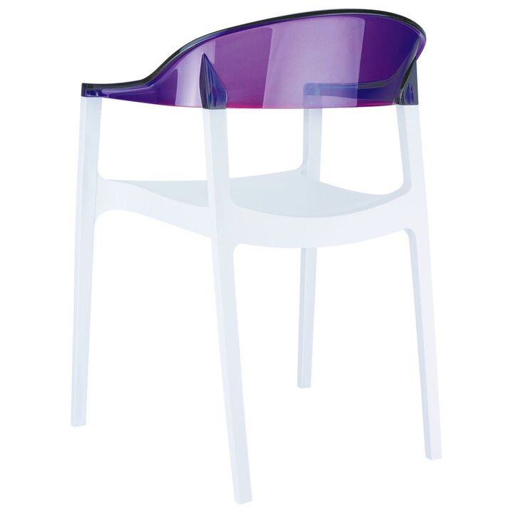 32" Black Transparent Stackable Outdoor Patio Dining Arm Chair