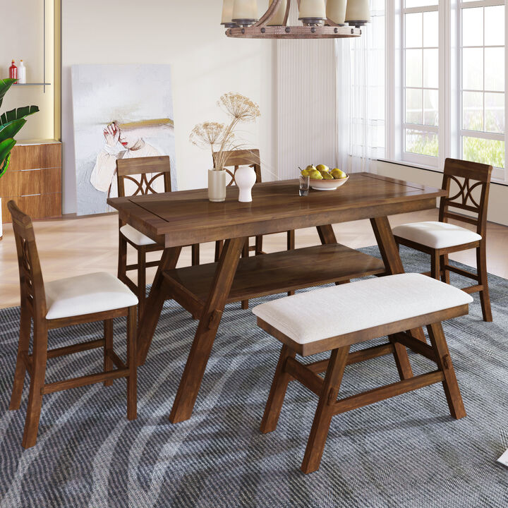 Merax Kitchen Dining Table Set with Bench and 4 Chairs