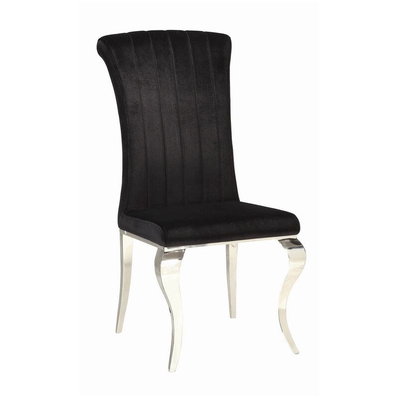 Metal Dining Chair with Cabriole Front Legs, Set of 4, Black and Chrome-Benzara