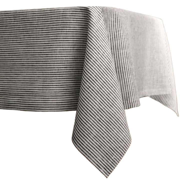 Solino Home 100% Pure Linen Tablecloth | Narrow Stripe