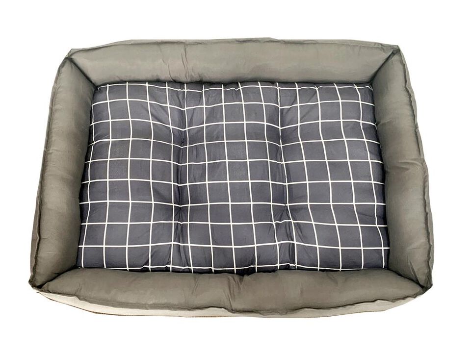 Grey Checker Dog Bed M