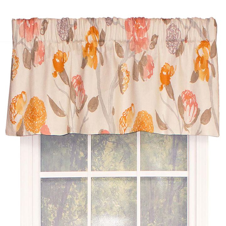 RLF Home Yoshino Tailored Window Treatment Valance 3" Rod Pocket 50" x 14" Kumquat