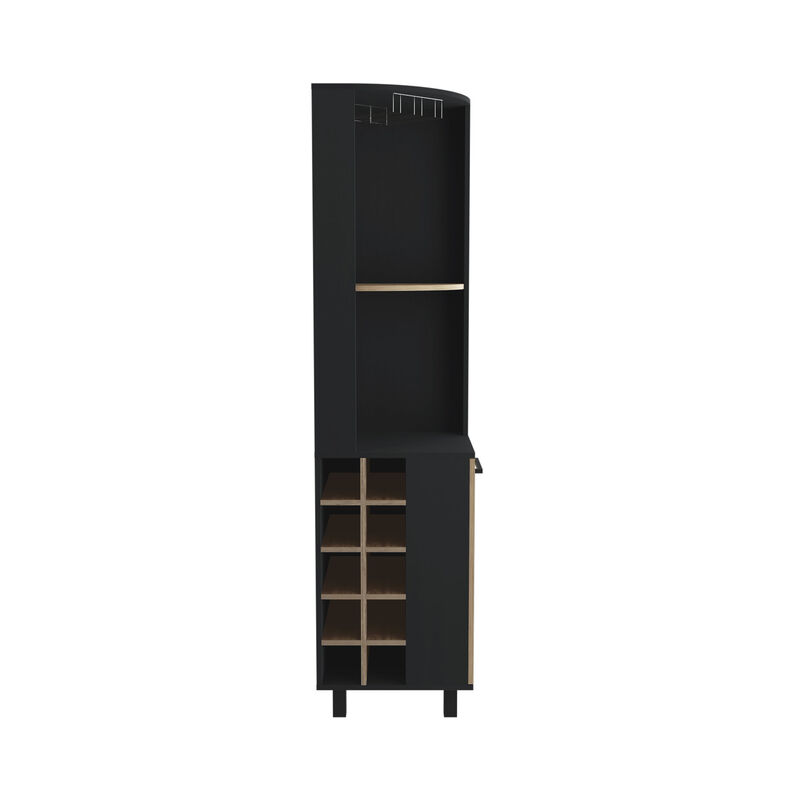 Corner Bar Cabinet Cleveland, Living Room, Black / Pine