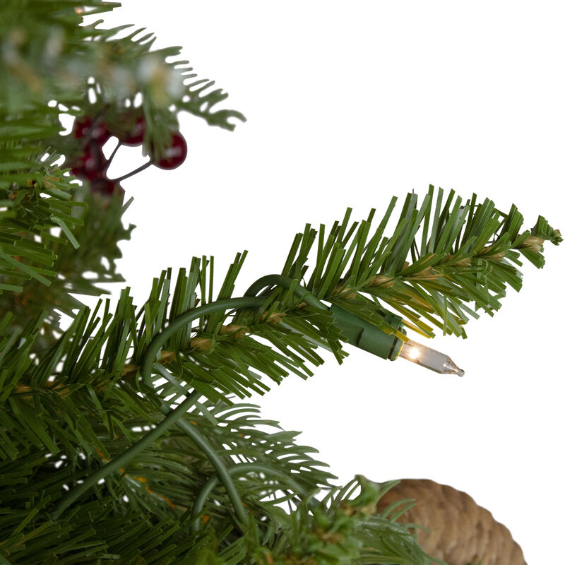 6.5’ Pre-Lit Mixed Winter Berry Pine Artificial Christmas Tree - Clear Lights