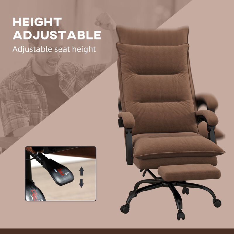 Cozy Brown Massage Recliner: 6 Vibration Points, Footrest, Padding