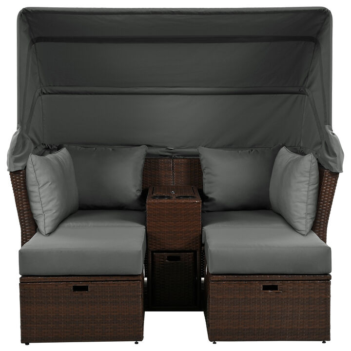 Merax Outdoor Double Daybed Loveseat Sofa Set