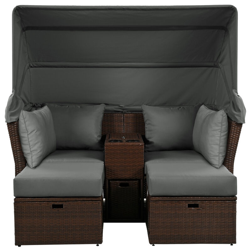 Merax Outdoor Double Daybed Loveseat Sofa Set