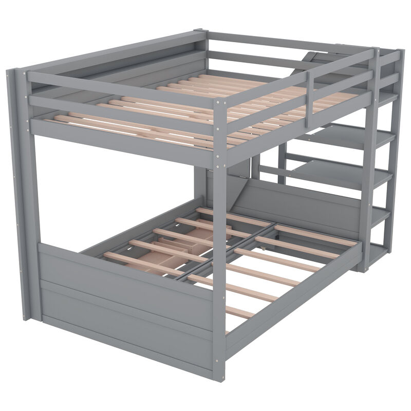 Merax Convertible Bunk Bed with Storage Staircase