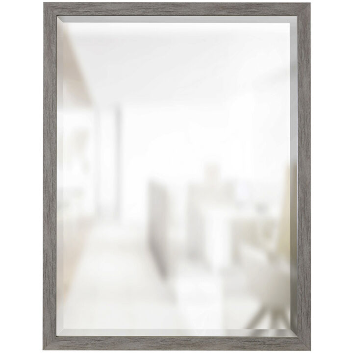 Gray Beveled Framed Wall Mirror