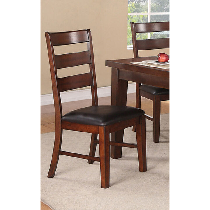 Antique Walnut Finish Solid Wood Set Of 2 Piece Chairs Dining Chair Ladder Back Cushion Seats