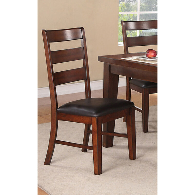 Antique Walnut Finish Solid Wood Set Of 2 Piece Chairs Dining Chair Ladder Back Cushion Seats