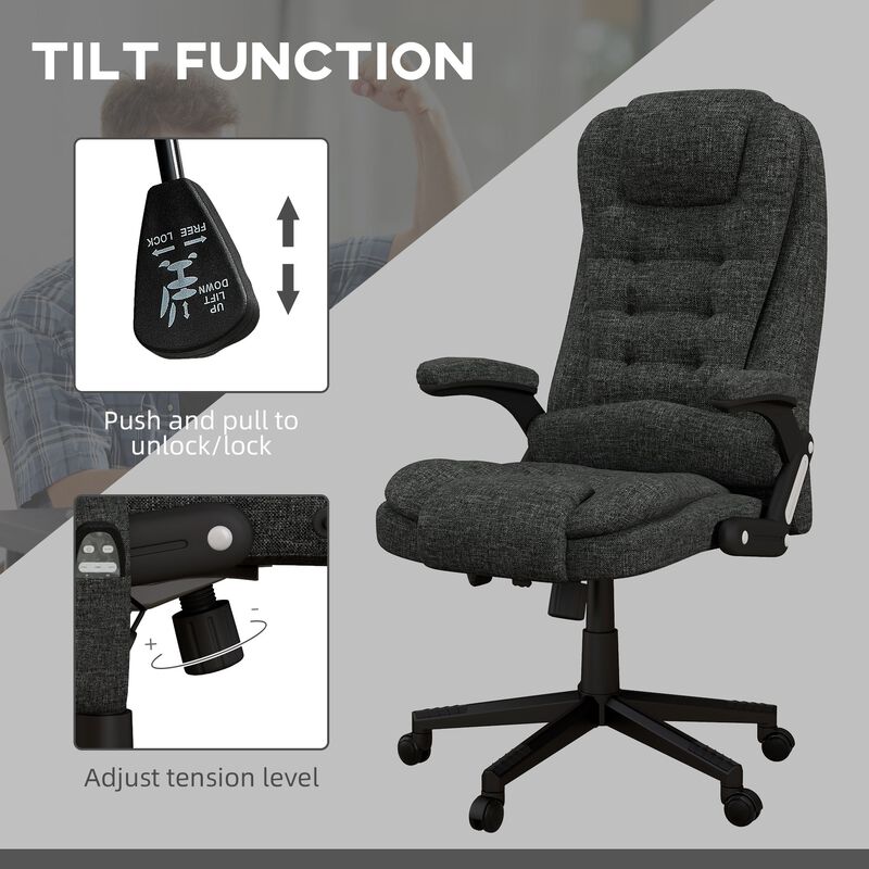 Heated Massage Office Chair: 6 Vibration Points, High Back, Gray