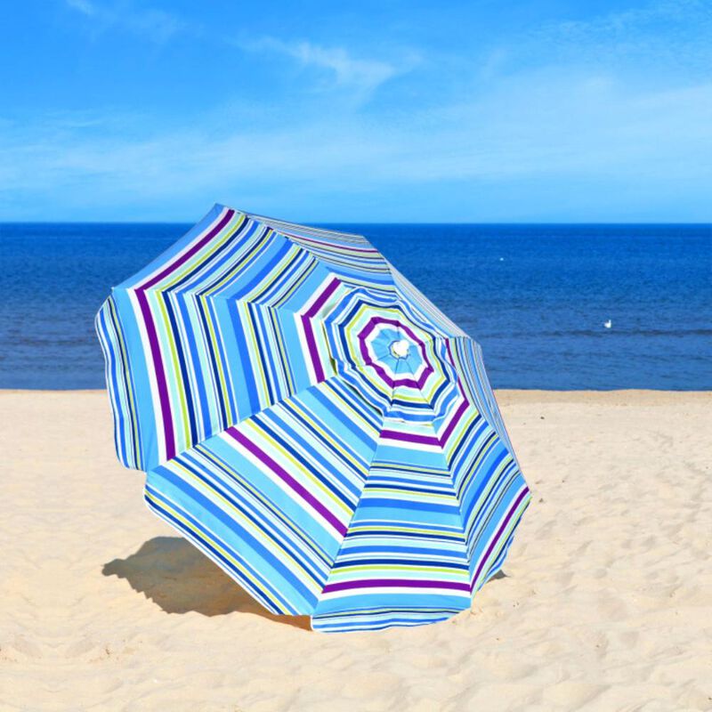Hivvago 7.2 Feet Portable Outdoor Beach Umbrella with Sand Anchor and Tilt Mechanism