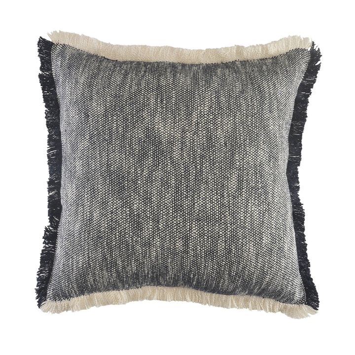 20" Blue and White Two Tone Hand Woven Square Throw Pillow