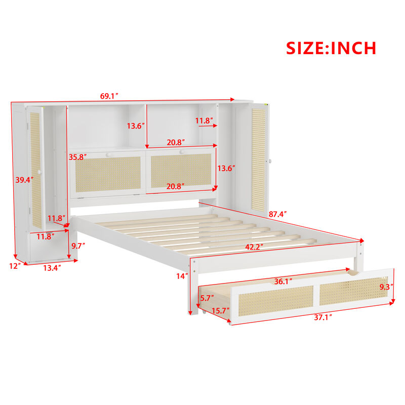 Merax Wooden Platform Bed with Storage Headboard