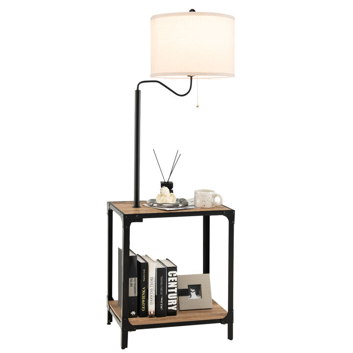 360� Rotatable Floor Lamp with End Table and USB Charging Ports