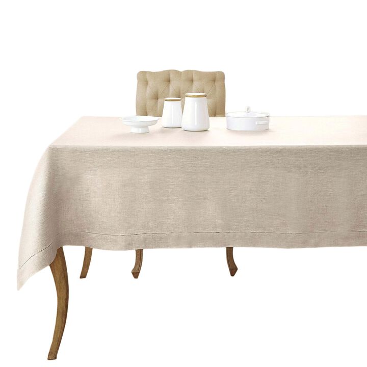 Solino Home 100% Pure Linen Tablecloth | Classic Hemstitch