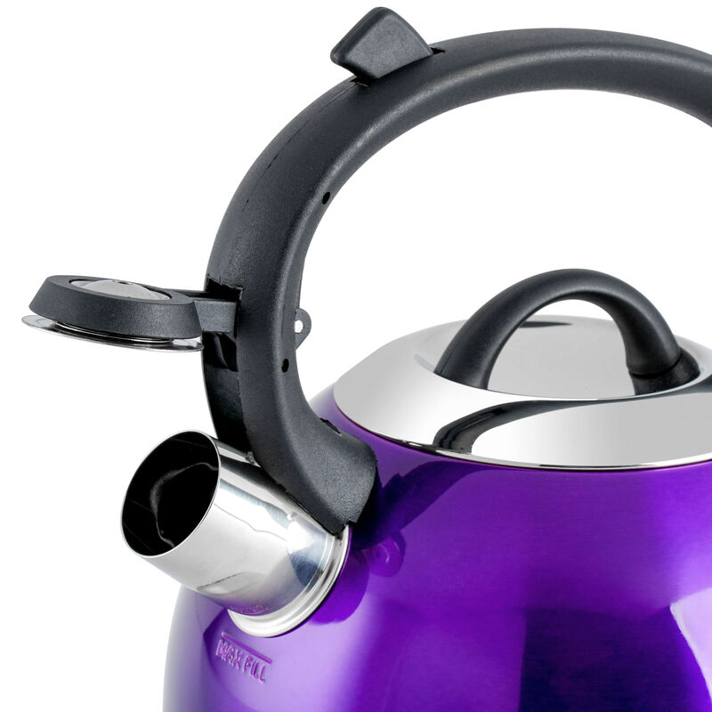 Mr. Coffee Flintshire 1.75 Quart Whistling Stovetop Tea Kettle in Purple