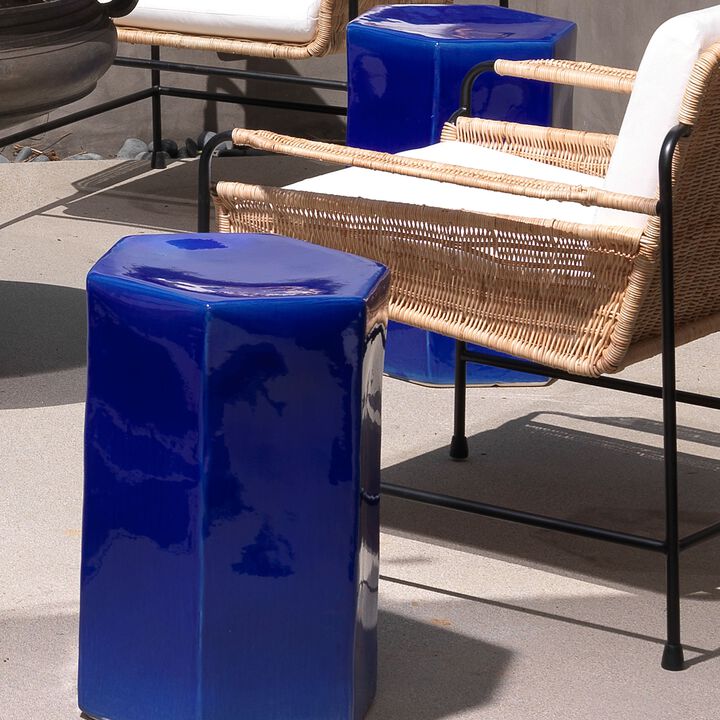 Porto Ceramic Side Cobalt Blue Table-Large