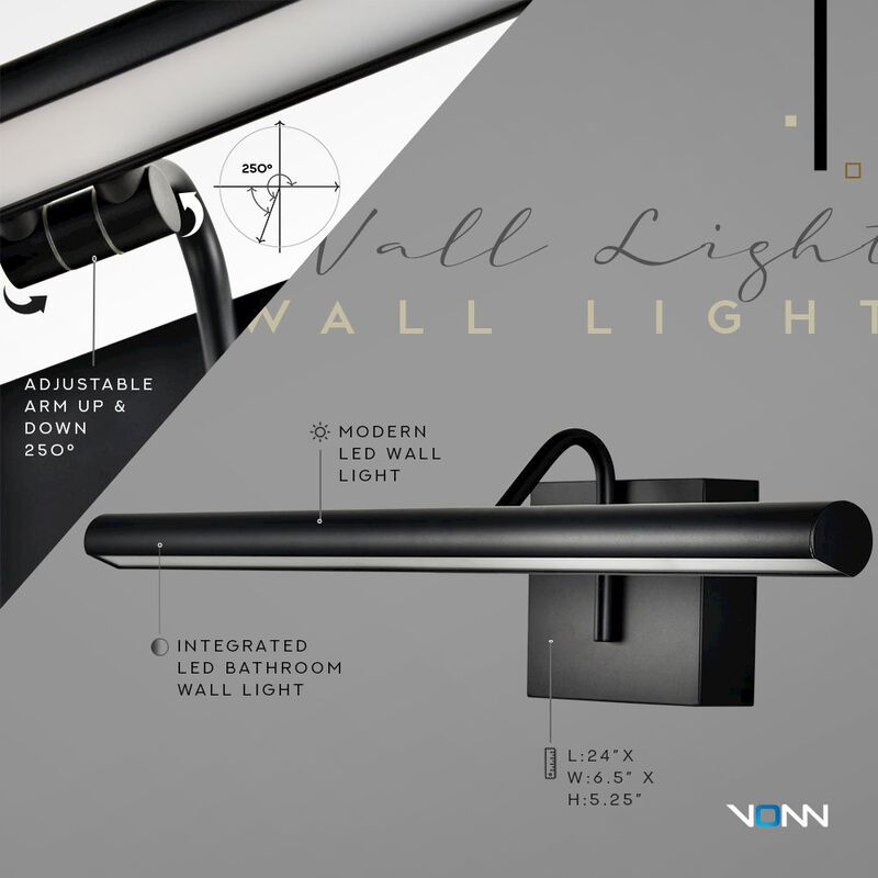 VONN Lighting Integrated LED Bathroom Wall Lighting Fixture in Black