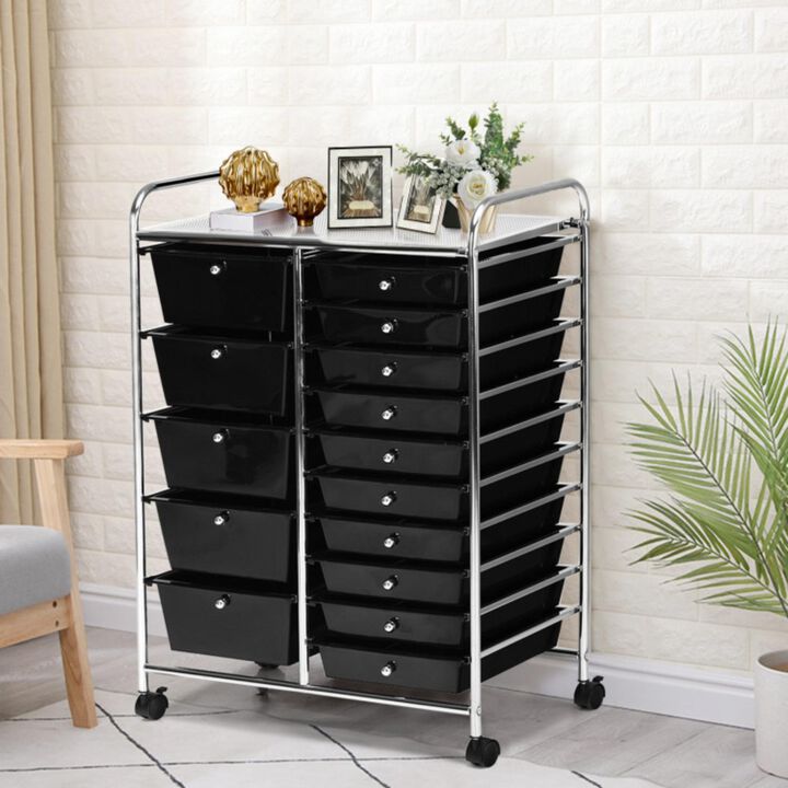 Hivvago 15-Drawer Utility Rolling Organizer Cart Multi-Use Storage