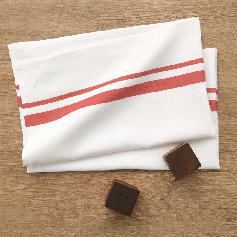 Solino Home 100% Pure Linen Kitchen Towels Set of 2 - 17 x 26 Inch | French Stripe