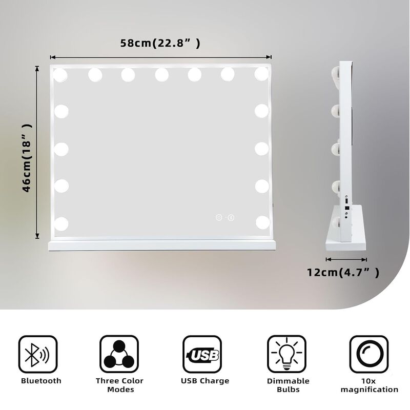 23''x19'' Hollywood Vanity Mirror with Lights Bluetooth