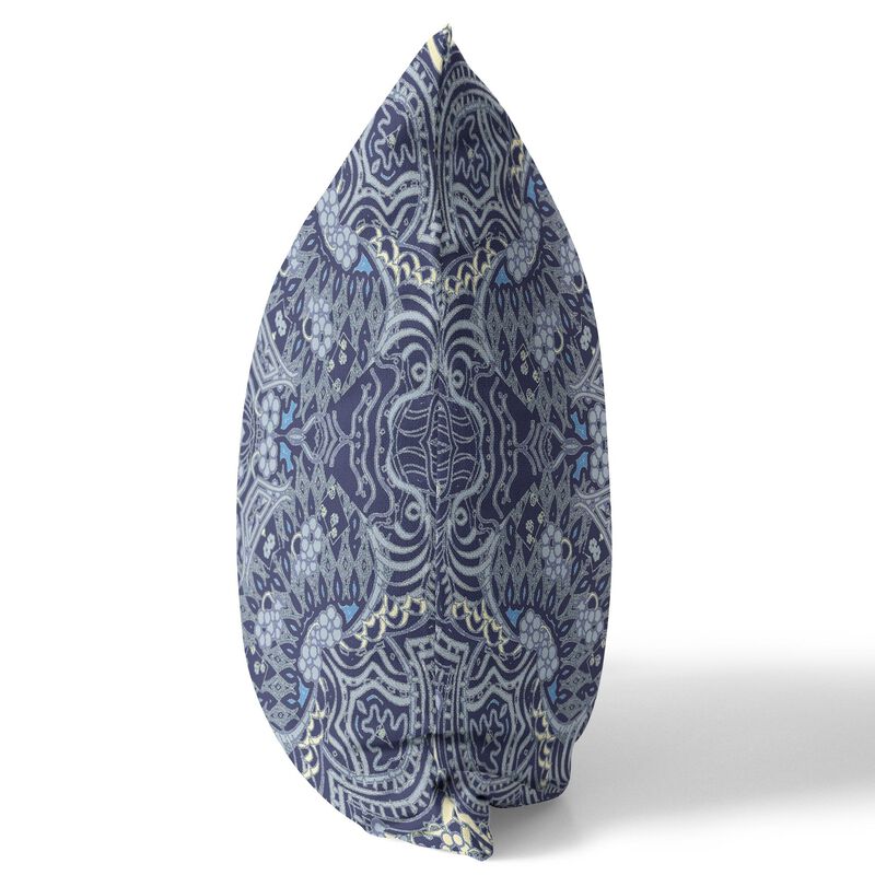Hivvago 18"Indigo Boho Ornate Zippered Suede Throw Pillow