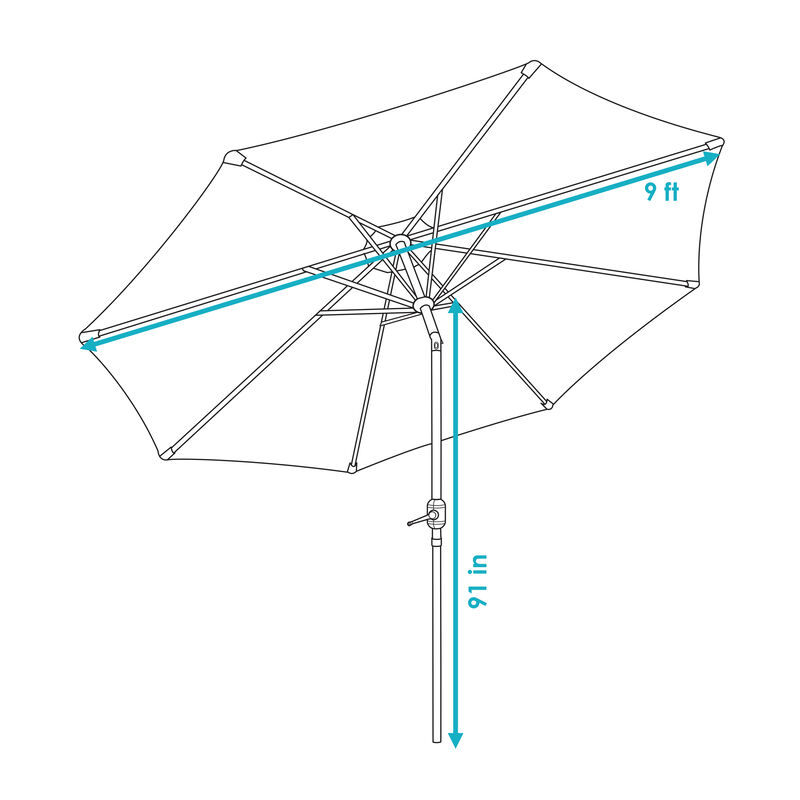Sunnydaze 9 ft Aluminum Patio Umbrella with Tilt and Crank